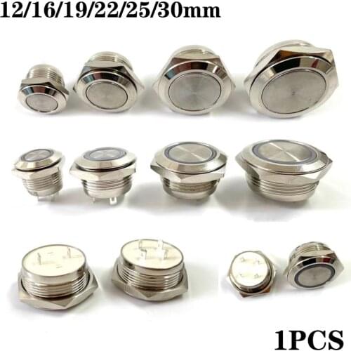 Electric Waterproof Power 12v Led Light Momentary Short Mini Push Button Switch 12/16/19/22/25/30 mm Pressure Switches 220v 24v