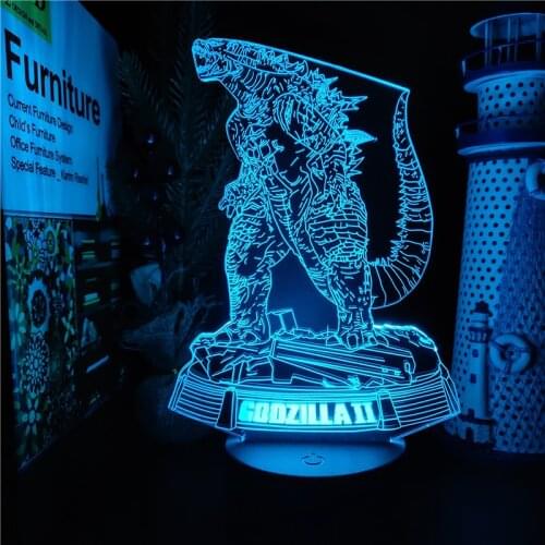 Bandai Godzilla Anime Figure 3D Night Lights Model Toy Set King of the Monster Action Figma Gojira Visual Led Lighting Xmas Gift