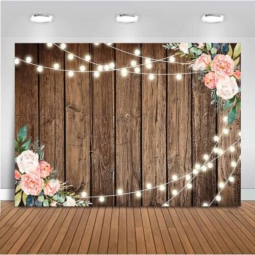 Neoback Bridal Shower Backdrop for Photography Wooden Glitter Wedding Party Decoration Banner Background for Photo Studio 521