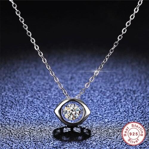 Goeki 925 Sterling Silver Excellent Cut 0.5 ct D Color VVS1 Moissanite Devil Eye Shape Pendant Necklace Luxury Party Jewelry