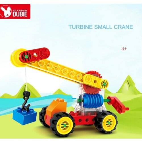 The engineering principle of large particle mechanical assembly gear blocks - turbo small crane assembly educational toys