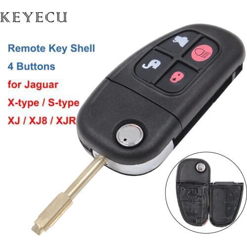 Keyecu for Jaguar X-type S-type XJ XJ8 XJR 2001 2002 2003 2004 2005 2006 2007 2008 Car Remote Key Shell Case Fob Housing Cover