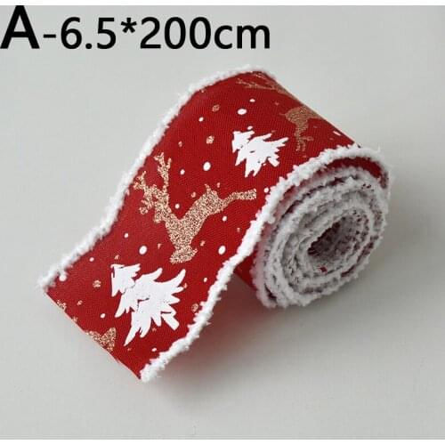 Classic Christmas DIY Fabric Swirl Ribbon Elk Print With Wired Edge Gift Wrapping Wreath Bows Christmas Snowflake Tree Ribbons