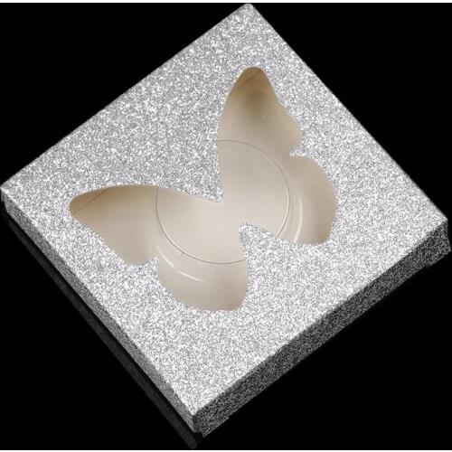 50sets/pack Makeup Box Packaging Cosmetics Portable Glitter Paper Eyelash Case Storage Empty False With Tray Square Hollowed Out