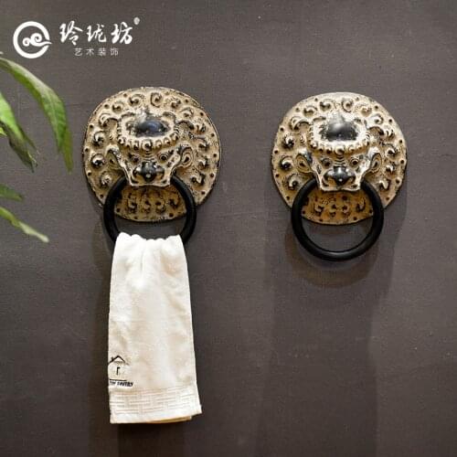 Creative Chinese Bathroom Retro Bathroom Toilet Toilet Single Rod Resin Bath Towel Rack Art Towel Rack
