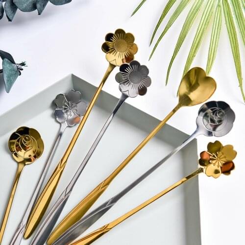 Spoons Tea Coffee Mixing Spoon Dessert Stainless Steel Vintage Teaspoons Drink Tableware Various Design