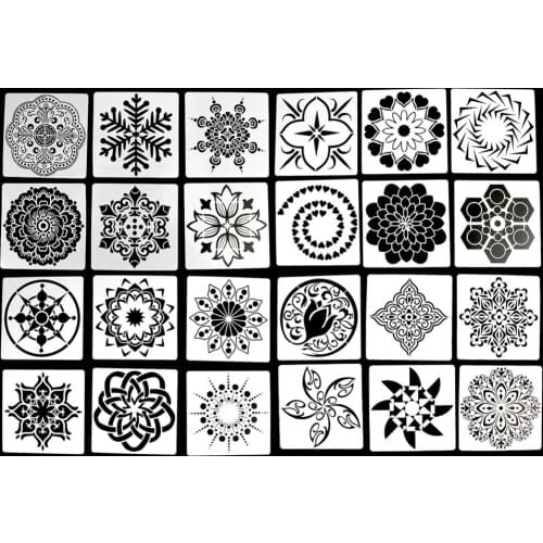 Mandala Pattern DIY Painting Templates Wall Painting Scrapbook Album Diary Journal Drawing Coloring Embossing Decoration Tool