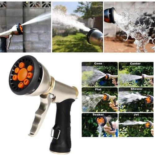 Metal High Pressure Jet Garden Water Hose Spray Nozzle EU-based 9 Adjustable Spray Modes, Durability Leak-Proof