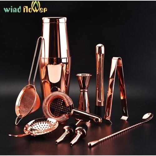 Multifunctional Stainless Steel Cocktail Bartender Set Shaker Mixer Drink Hawthorn Strainer Ice Tongs Bar Tools Kit