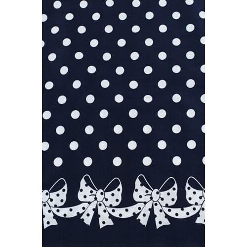 Blue Wave point bow soft vintage fabric Retro style fabric Calico Printed cotton fabric for DIY Bag cloth dress 1order=1meter