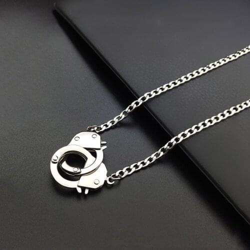 316L Stainless Steel Handcuffs Necklaces Personality Choker Pendant Necklace for Women Girl Lover Valentines Day Gift