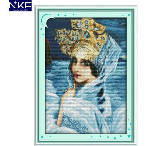 NKF The Swan Princess Cross Stitch Pattern DIY Handmade Craft Needlework Cross Stitch Set Embroidery Kit Stitching Home Decor