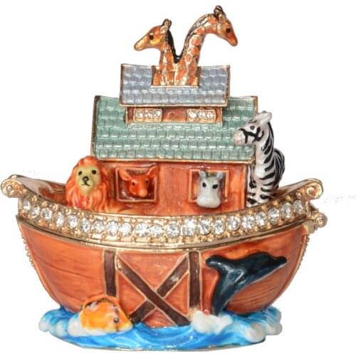 Noahs Ark Trinket Box Metal Jewelry Box Christmas Ornament Collectible Creative Gifts