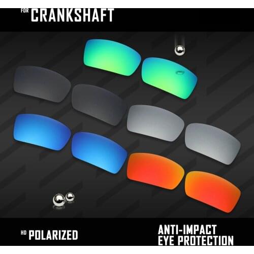 OOWLIT 5 Pairs Polarized Sunglasses Replacement Lenses for Oakley Crankshaft OO9239-Black & Silver& Ice Blue& Red& Emerald Green