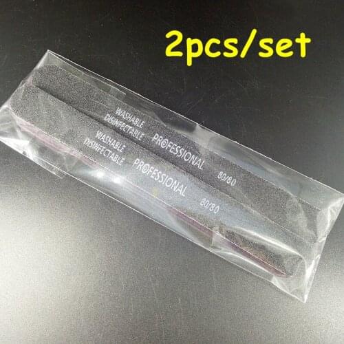 2pcs Execllent Emery Professional Line Black Nail File 80/80 Manicure Art Nail File Cuticle Remover Buffer Nail Art Sets