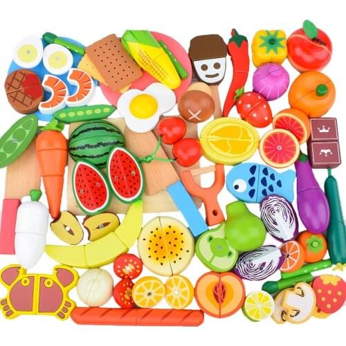 1Pcs Children Pretend Toy Wooden Magnetic Cutting Fruit And Vegetable Food Simulation Cooking Kitchen Accessories Girl Toy Gift