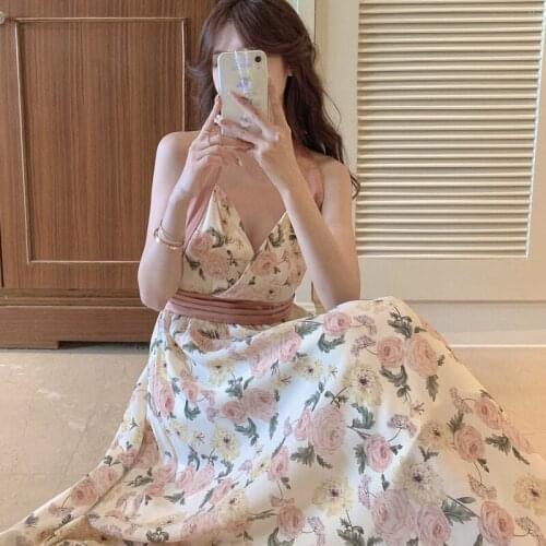 Woman Dress French Fairy Skirt Summer New Retro Design Sense Niche Sweet Temperament High Waist Floral Dress Female