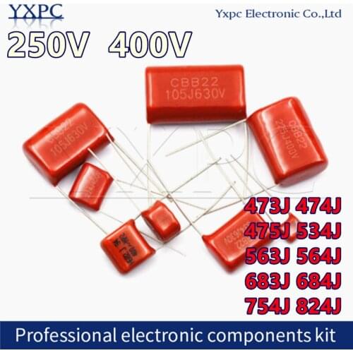 10pcs CBB22 CBB21 polypropylene film capacitor 250V 400V 0.047UF 0.47UF 4.7UF 473J 474J 475J 534J 563J 564J 683J 684J 754J 824J