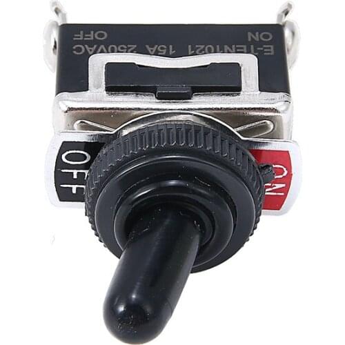 Durable Heavy Duty Toggle Switch Small SPST Toggle Switch Miniature On Off + Waterproof Cover 12V 6 A/250 VAC 10 A/125VAC