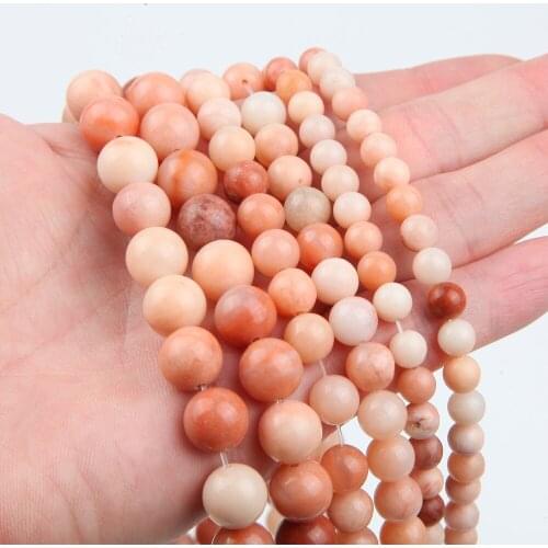 15'' Natural Stone Pink Beads Loose Round Beads Charms for Jewelry Making Necklace Findings DIY Handmade Bracelet Bulk 6 8 10 mm