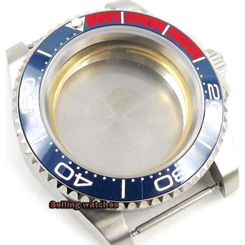 Sapphire Crystal 40mm Silver Color Watch Case Ceramic Bezel Fit for ETA 2836 MIYOTA Automatic Movement