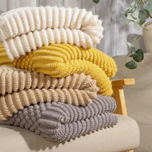 Super Soft Flannel Blankets For Beds Solid Striped Mink Throw Sofa Cover Bedspread Office Air Conditioning Warm Blankets
