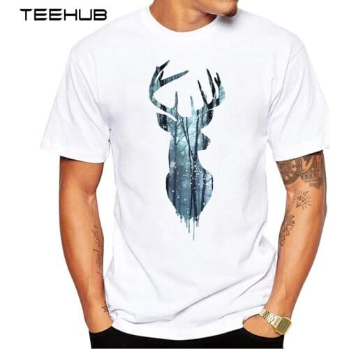 TEEHUB NEW Summer Fashion Deer Scenic Printed T-Shirt Short Sleeve Popular Design Tops Novelty T shirt
