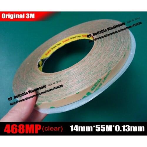 14mm*55M*0.13mm thick), Clear Double Sided Adhesive Glue Tape for Metal Nameplate, Overlays, PCB Heatsink, 3M 468MP