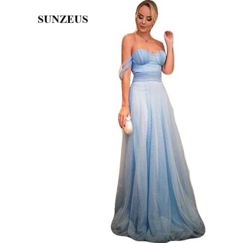 A-line Sweetheart Off Shoulder Straps Tulle Bridesmaid Dress 2020 A-line Long Wedding Party Gowns Guest Dress vestidomadrinha