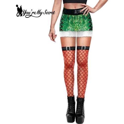 [You're My Secret]Fashion 3D Digital Printing Christmas Leggings Funny Flesh-colored Print Leggings High Waist Skinny Xmas Pants
