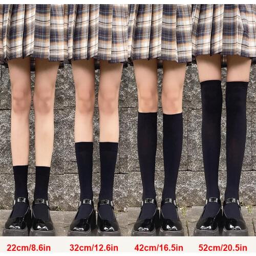 Women Socks Cute Black White Velvet Lolita Short/Middle/Long Socks JK Solid Knee High Socks Kawaii Cosplay Sexy Nylon Stockings