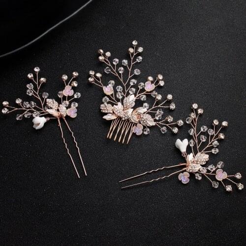 New Arrival Crystal Hair Combs Wedding Hair Pins Jewelry For Women Bridal Head Decoration Handmade Flower Hair Ornament