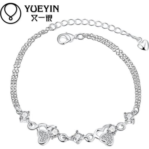 Womens jewelry silver plated bracelet wedding jewelry bracelet pulseras mujer Simple and elegant Never fade