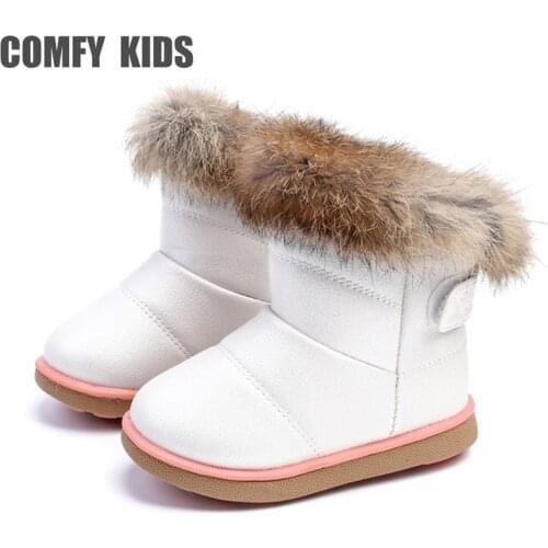 Winter Warm Plush Baby Girls Snow Boots Shoes Pu Leather Flat With Baby Toddler Shoes Outdoor Snow Boots Girls Baby Kids shoes