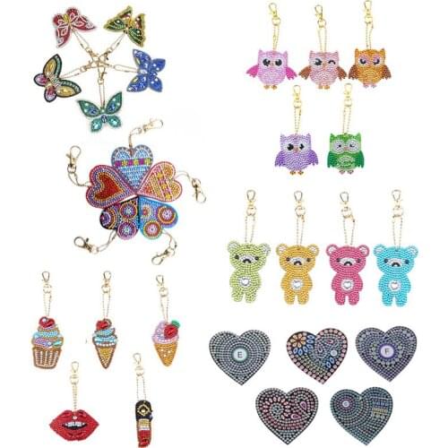 1set DIY Full Drill Special Shaped Diamond Painting Key Ring Elephant Keychain Gifts Embroidery Daimond Craft Keychains Special