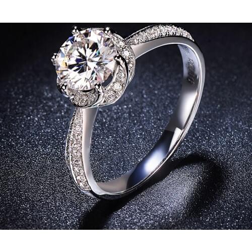 100% 14K Gold ring 1ct 2ct D color VVS Moissanite Diamond Ring Wedding ring With national certificate D02
