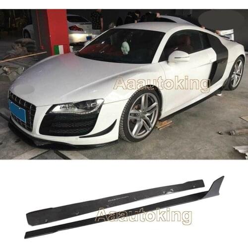 For Audi R8 2008-2015 Carbon Fiber Car Side Extension Skirts Bodykits Protector Trim 2pcs