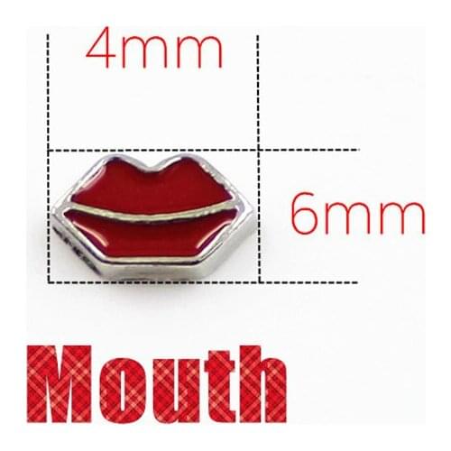 20Pcs/lot Red Mouth Floating Charms Hand-made DIY for Glass Lockets