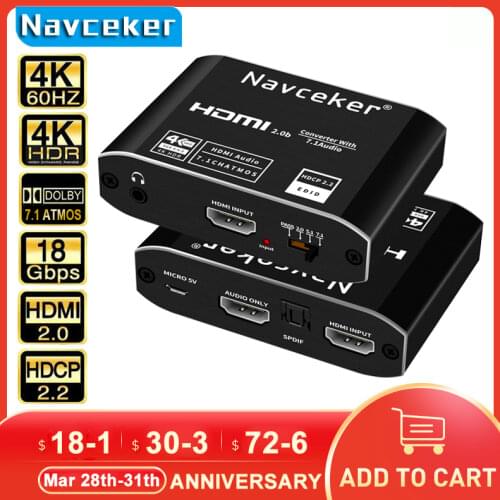2020 HDMI Audio Extractor 4K HDMI SPDIF Converter 5.1 HDMI to HDMI to RCA Splitter Optic TOSLINK Switch Digital 7.1 HDMI Adapter
