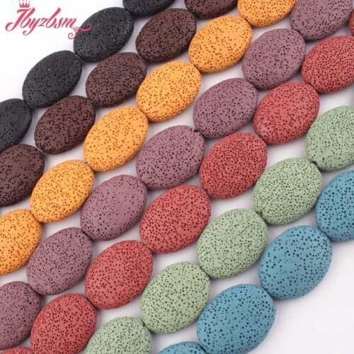 24x30mm Smooth Oval Bead Lava Rock Natural Stone Beads For DIY Necklace Bracelat Earrings Jewelry Making 14.5" Free Shipping