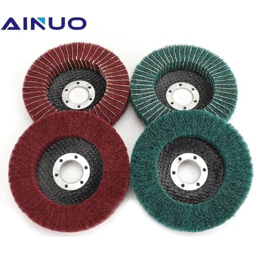 115mm 4 1/2" Nylon Fiber Flap Polishing Wheel Grinding Disc Non-woven Couring Pad for Angle Grinder 5Pcs