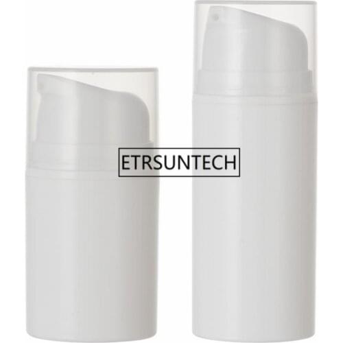 50pcs Plastic 50ml 100ml White Airless Pump Lotion Elmusion Bottle Women Cosmetic Pot Empty Cream Container F3970