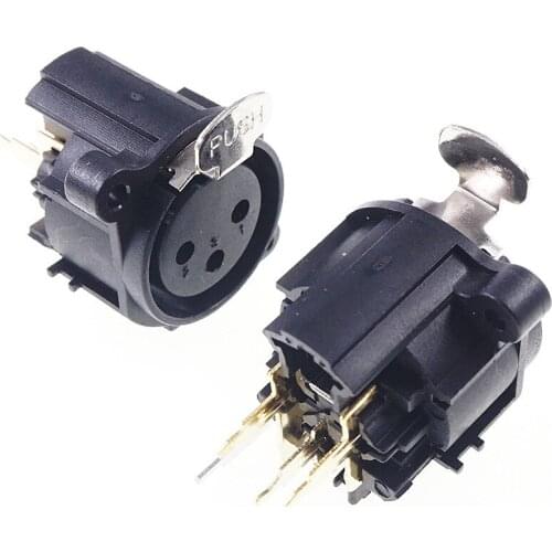500 pcs 3 position XLR Jack Panel Mount Flange Socket Latch Lock Solder gold plated 3 Pin circular connector female straight PCB