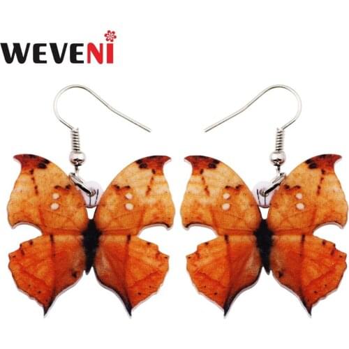 WEVENI Acrylic Drop Dangle Cute Kallima Inachus Butterfly Earrings Drop Shipping Trendy Wholesale Insect Jewelry For Women