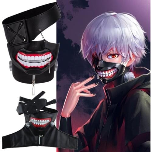 Anime Tokyo Ghoul Kaneki Ken Cosplay Costumes Rubber Mask Halloween Party PU Masks Prop