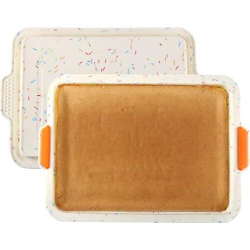 Rectangle Non Stick Anti Scald Restaurant Kitchen Silicone Cake Mold With Handle Bread Soft Home Bakeware Easy Clean Baking Tool