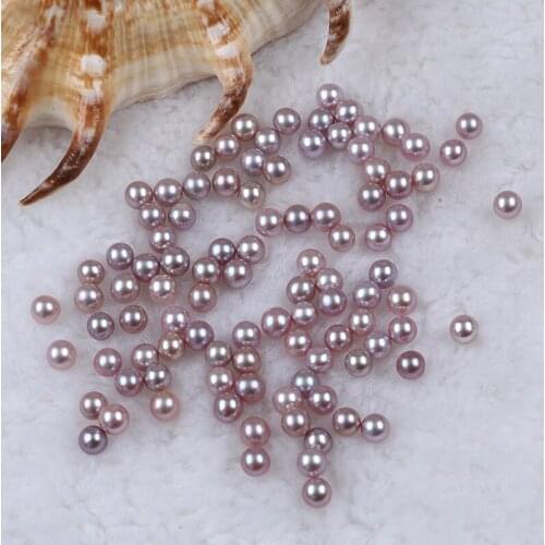 5-5.5mm Purple Color Round Shape Loose Bead Natural Freshwater Pearl No Hole For Jewelry Making
