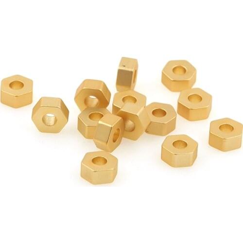 Brass Cube Hexagon Shape Spacer Beads Gold Big Hole Beads for Jewelry Making DIY Findings