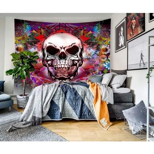 Halloween Style Home Tapestry Wall Hanging Bohemian Skull Dreamcatcher Decorative Tapestry for Living Room Bedroom