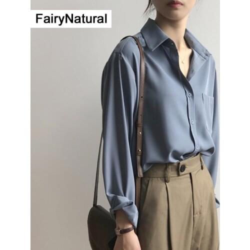 Fairynatural Light Blue Blouses
